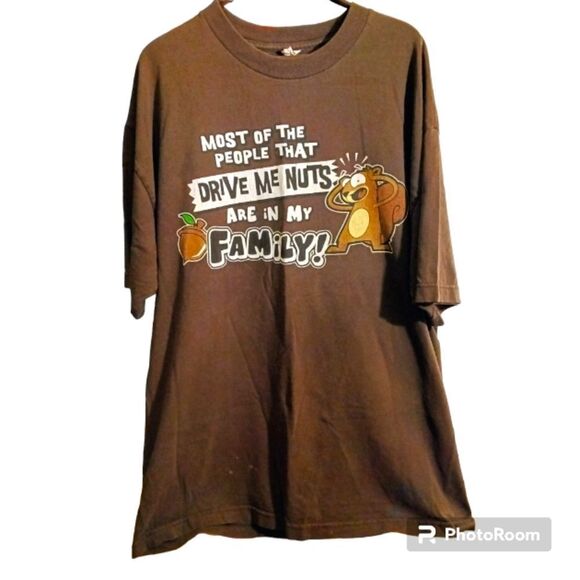 Vintage "Drive Me Nuts" Graphic Brown T-shirt Sz XL - Picture 2 of 3